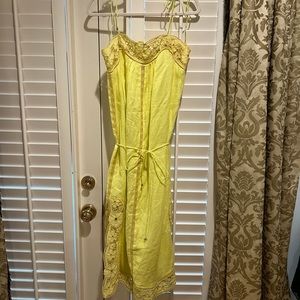 Zimmermann yellow linen embroidered eyelit dress size medium 1 (US 6/8).